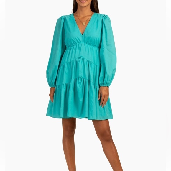 Trina Turk Make Merry Cotton Minidress Empire Waist Balloon Sleeves / medium - Picture 1 of 12